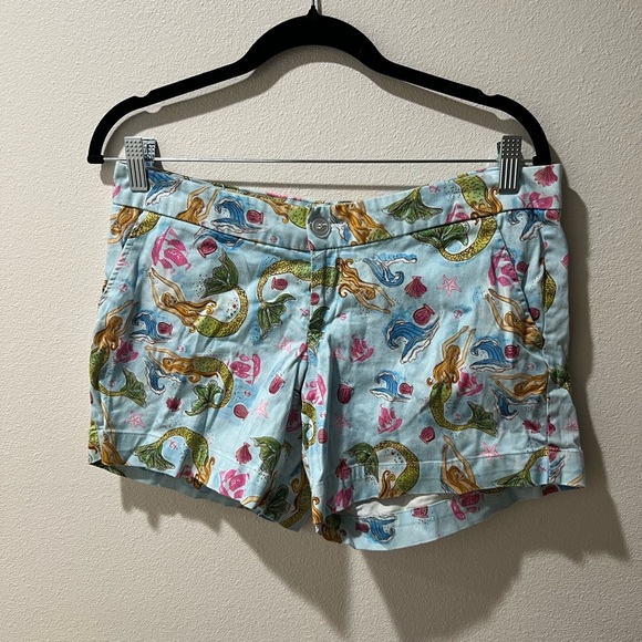 Kaeli Smith size 10 Colorful Mermaid Print Women's Shorts, chino style, GUC - Picture 1 of 6